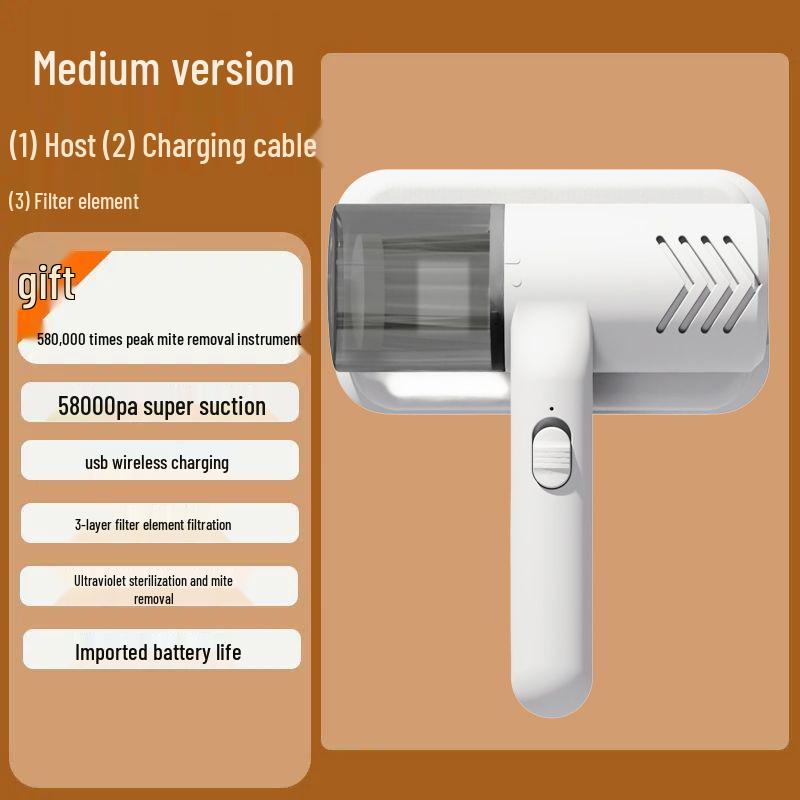 Compact Wireless UV Mite Removal Vacuum Cleaner for Beds and Sofas
