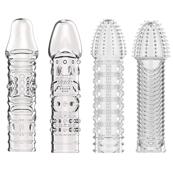 Reusable Clear Penis Extension Sleeve Girth Enhancer Delay Ejaculation Sex Toy