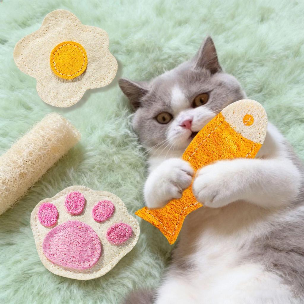 Loofah Catnip Teaser Stick: Self-Entertainment & Teeth Grinding Toy for Cats