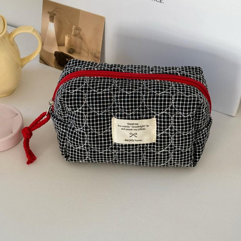Neue Niedliche Kosmetiktasche für Damen Tragbar Reise Klein Kosmetiktaschen Mode Kariert Reißverschluss Kulturtasche Waschbeutel Aufbewahrungstaschen