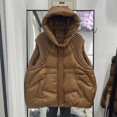 Herbst Winter Damen Große Größe Dicke Baumwolle Weste Jackenstil Weste Mittellang Mit Kapuze Jacke Damen Lockere Weste Mantel