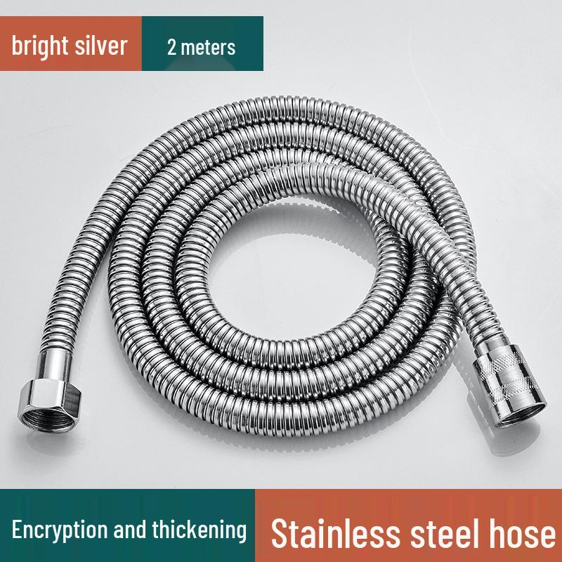 Universal Stainless Steel Shower Head with Soft Hose and Sprinkler Connector for Bathing.
