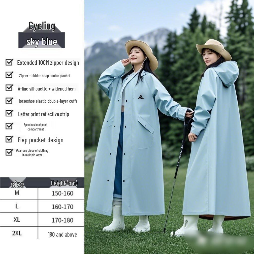 Extra Long Rainproof Motorcycle & Electric Bicycle Poncho - Stormproof One-Piece Overcoat