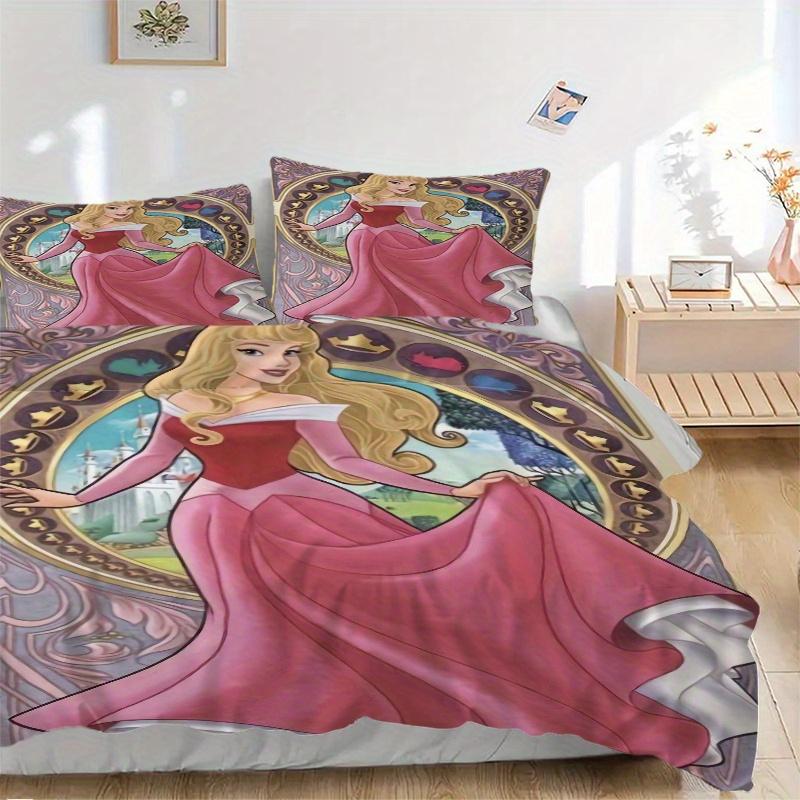 

3pcs Disney Sleeping Beauty Bedding Set - 1 Soft Quilt Cover + 2 Pillowcases, Machine Washable - Suitable for All Seasons, Perfect Gift for Famil 135x200cm