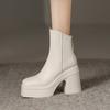 Womens Retro Luxury Chunky Heel Ankle Boots - Square Toe Platform Fashion Fall
