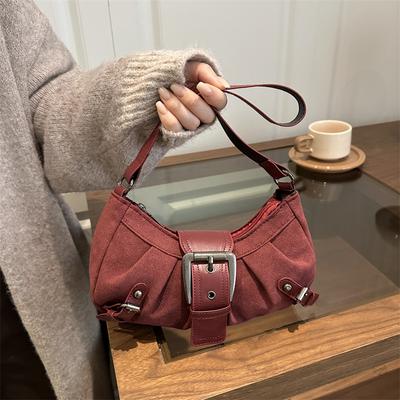 Armpit Bag Niche Design Retro Style Personality Belt Buckle One-shoulder Fashionable Comfortable Cool Woman Zipper