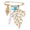 Gold Color Shell Pendant Brooch Metal Chain Tassel Starfish Brooch Pin  Beach Vacation