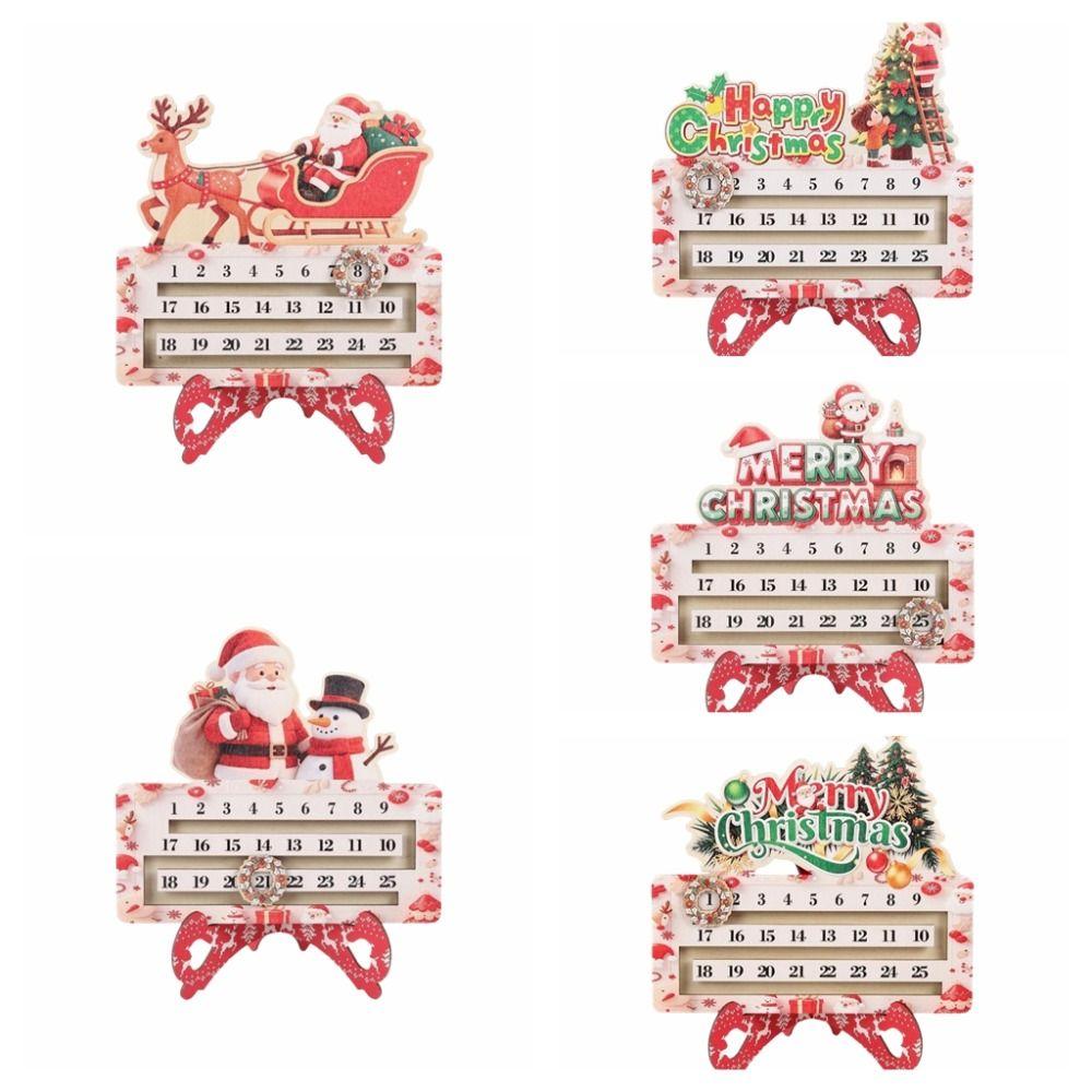Santa Claus Decoration Calendar Wooden Christmas Decor Creative Christmas Advent Calendar Home