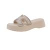 Strass coole Hausschuhe Damen Sommerbekleidung 2025 neu dicker Boden mit Rock Strand am Meer Ein-Wort-Schlepper