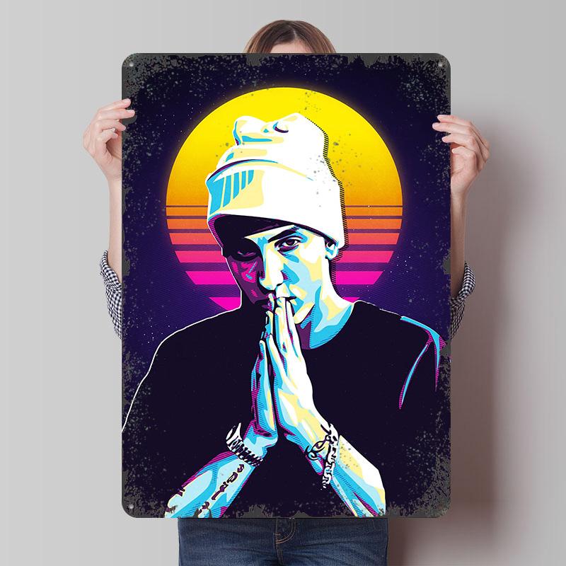 

Eminem Retro Portrait Metal Poster Customized Wall Art Retro Vintage Tinplate Signs for Decoration Garage Decorations Home Decor 7.9x11.8In(20x30cm)