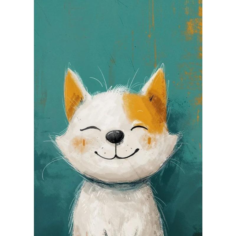 Funny Cute Smile Animals Kitten Koala Fox Lamb Posters Canvas Printing Vintage Wall Art Picture for Living Room Home Decor Gifts