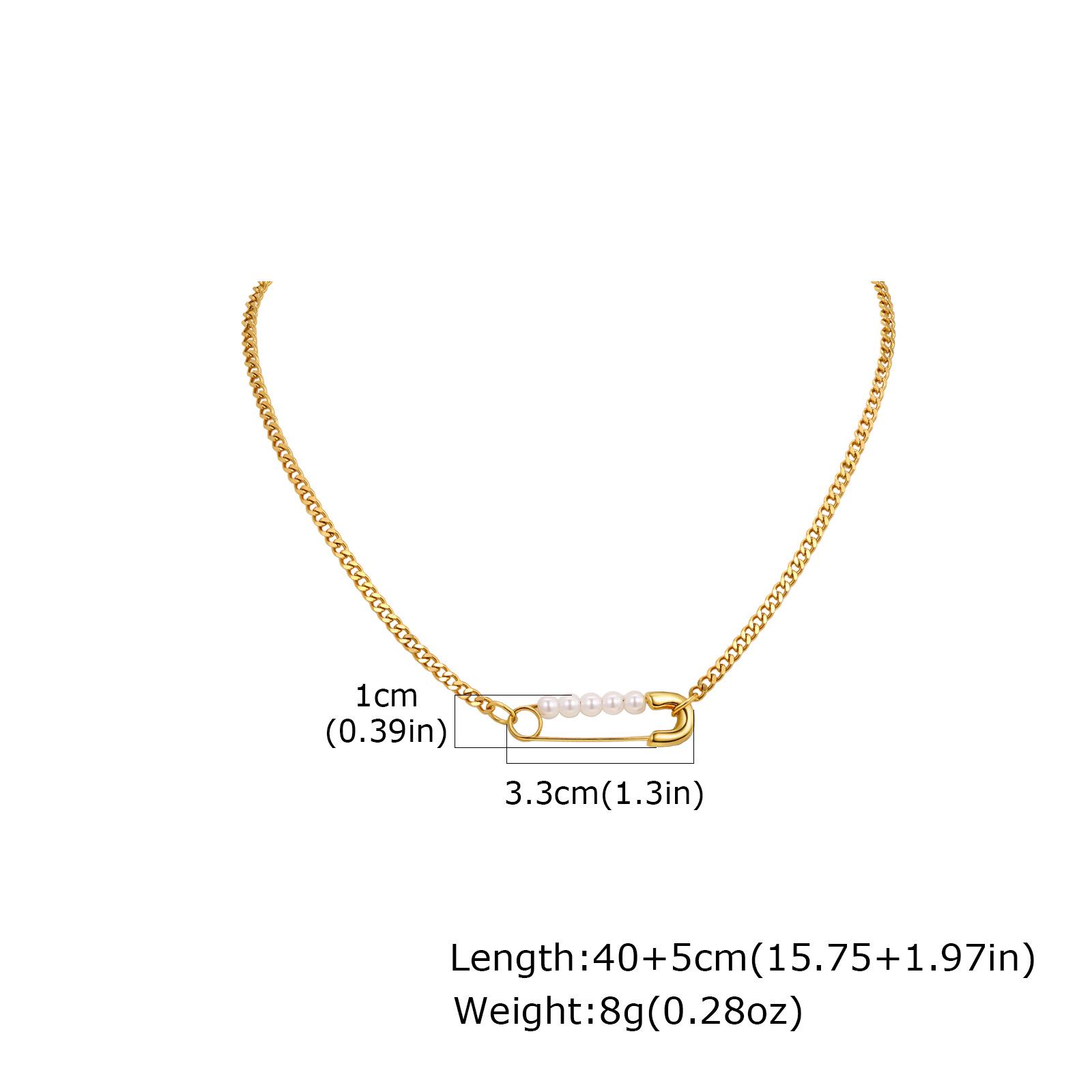 

Niche Design Pearl Brooch Necklace: Trendy European & American Fashion, Stainless Steel Clavicle Chain (Women NC-2563) золотий