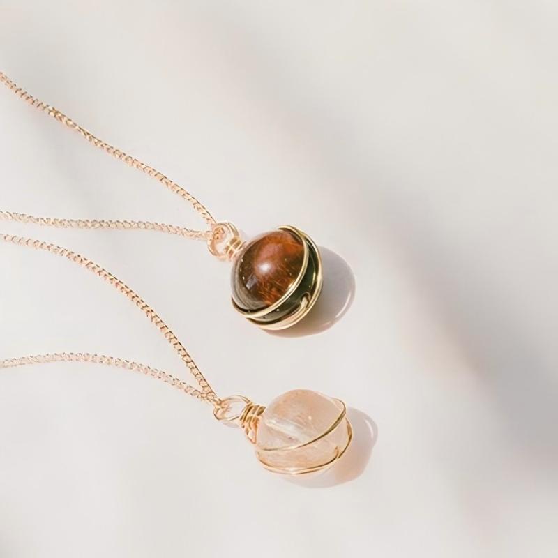 Nature Stone Crystal Healing Necklace for Women Stainless Steel Spiritual Stones, Emotional Balance Minimalist Jewelry