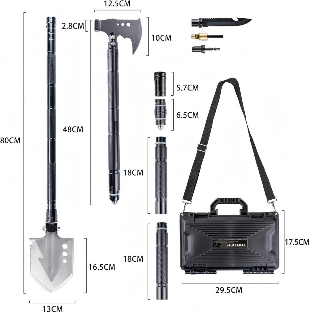 Folding Essential for Disaster Preparedness and Includes a Soldier and Emergency Tool Set Storage for and Car Use SD14X-2-F8 Multi-Tool Shovel,