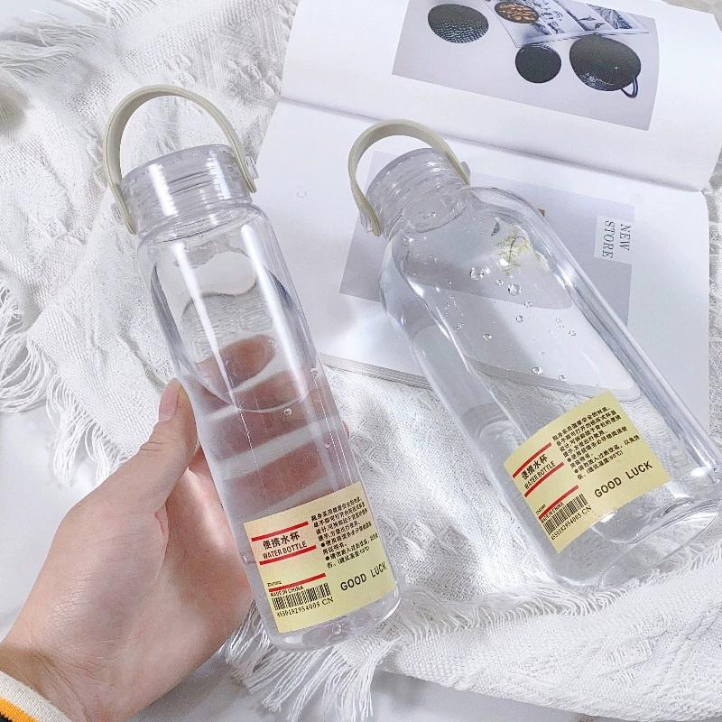 Portable Transparent Kawaii Water Bottle Sports Water Cup Plastic Handy Cup Outdoor Travel Office Essential Water Bottle Cup