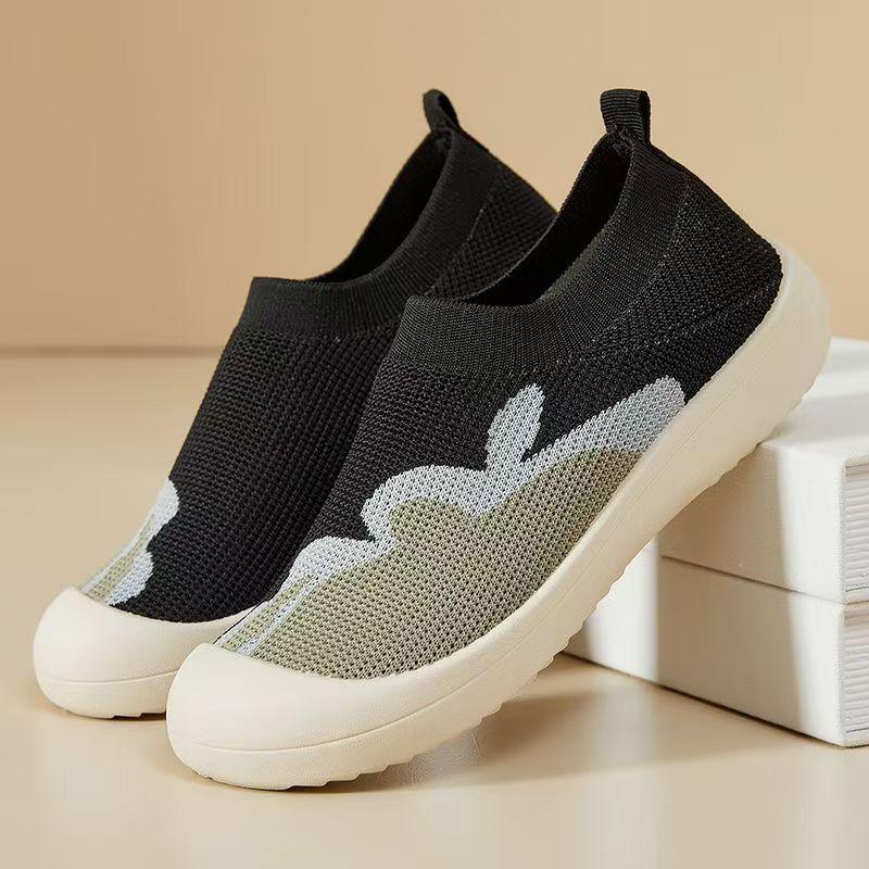 

Women s Knitted Mesh Casual Sports Shoes Spring Autumn New Round Toe Slip On Lightweight Breathable Elderly Walking Shoes 35 чорний