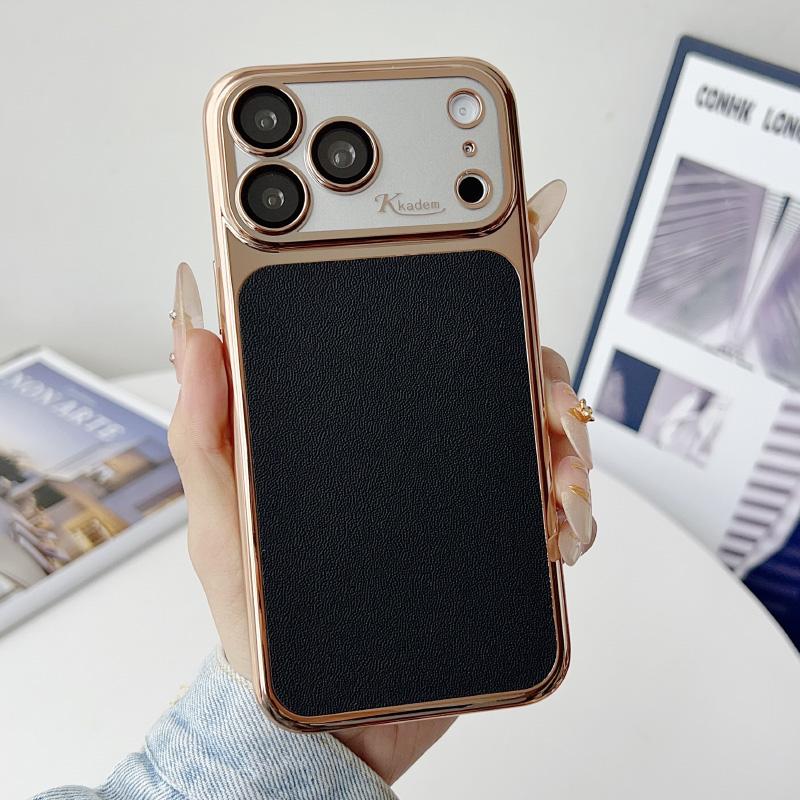 For MagSafe 6D Plating Soft TPU Artificial Leather Phone Case For iPhone 17 Pro Max 15 14 13 16 Pro Max Shockproof Back Cover