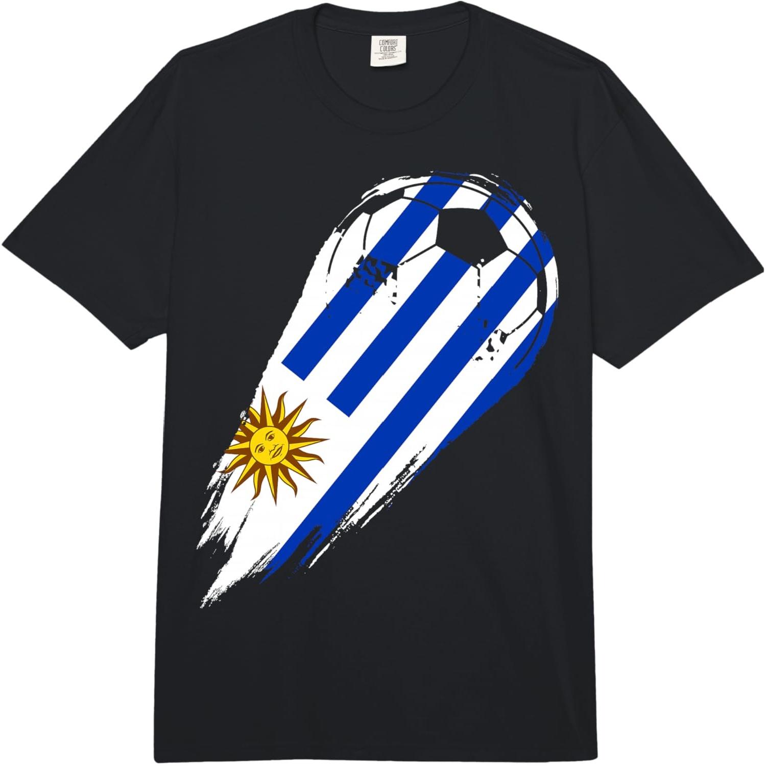 Soccer with Flag of Patriotic Uruguay Comfort Colors Adult Heavyweight T-Shirt S