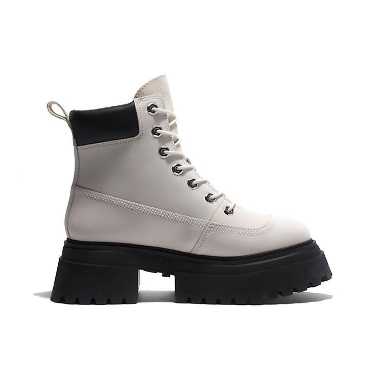 Timberland Sky 6 Inch Lace-Up Waterproof Short Outdoor Boots Women Boots White Black A5RSV143