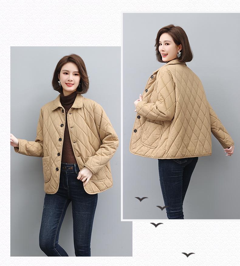 Mamas Neue Mode Leichte Gesteppte Baumwolljacke - Lässig Einfarbig für Mittelalte und Ältere Frauen