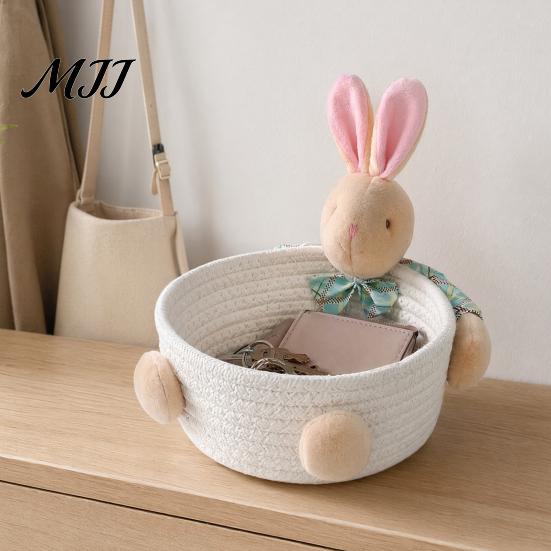 Weicher Stoff-Aufbewahrungsbehälter Schreibtischkorb, Cartoon Plüschbär und Kaninchen Seil Mini für Lippenstiftform, Gewebter Organizer Kleinteile Schmuck