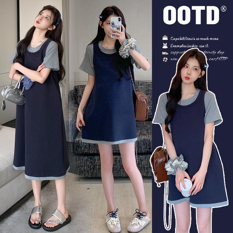 

2026 Ice-Cool Cotton Plus Size Casual Two-Piece T-Shirt Dress M