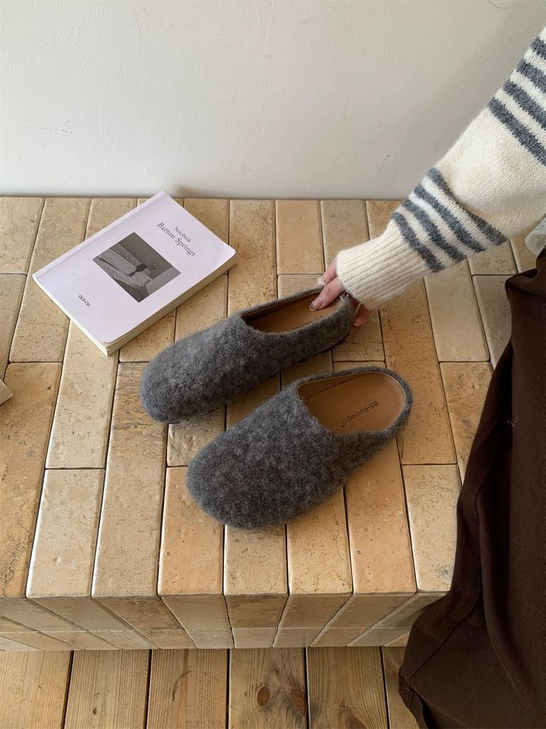 Thick-soled Half-slippers, Women's Height Increases In Spring and Autumn, Small People Wear Lazy People with Pants, Bag Head Suede Boken Shoes