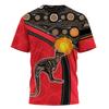 Australische Flagge Känguru Aborigine-Malerei 3D-gedrucktes Sommer-Herren-Kurzarm-T-Shirt mit Rundhalsausschnitt für den täglichen Gebrauch
