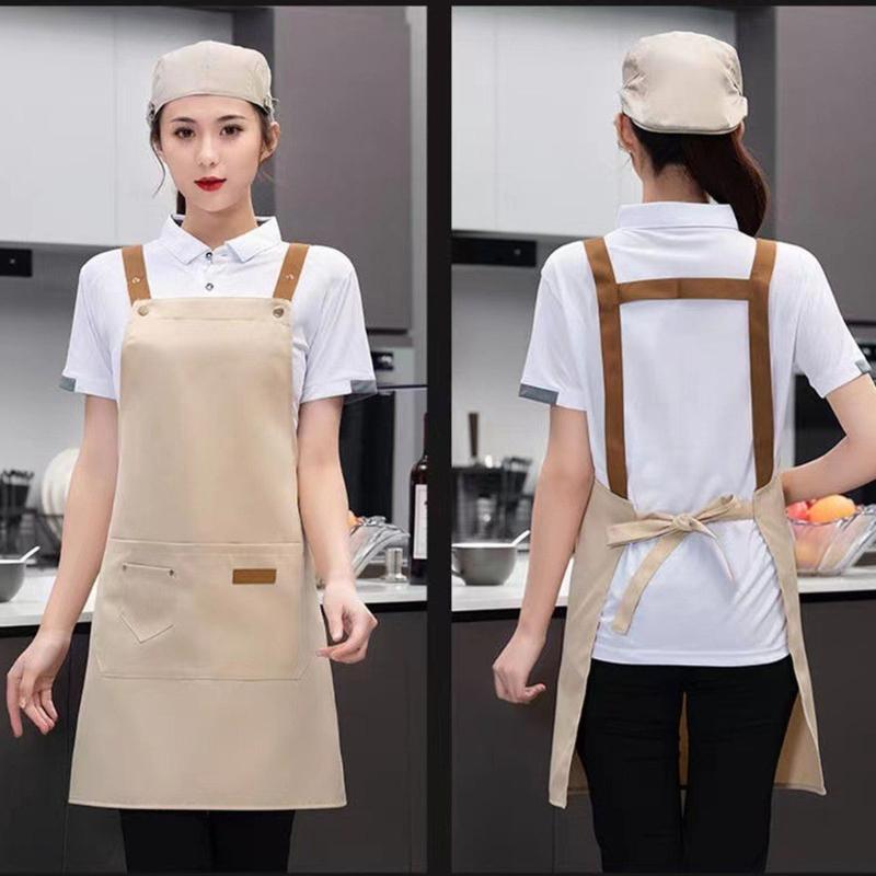 Kitchen Apron Splashproof Design Comfort Adjustable Strap Workwear Bib Apron with Pockets For Cooking And Servers