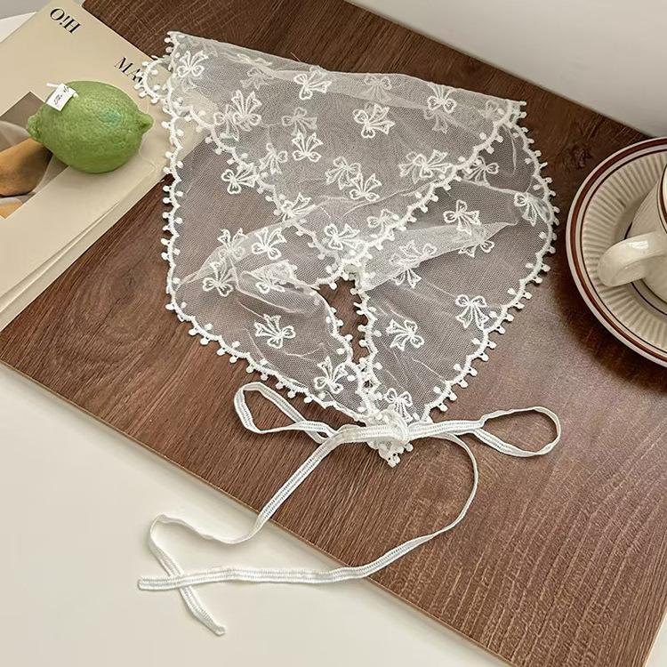 Кружевная повязка на голову, Кружевной платок, Японский и корейский чехол для волос, Шапочка для волос One Size белый