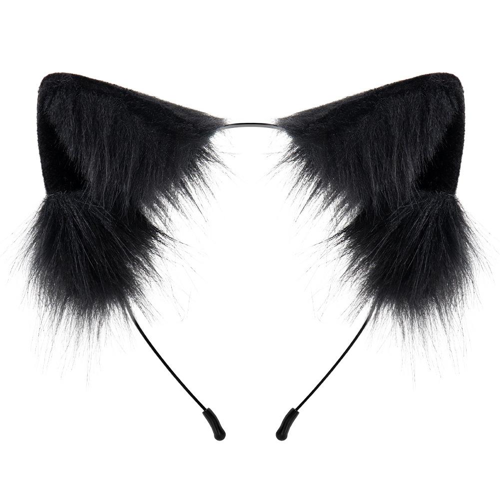 Two-dimensional plush cat ear cos fox ear headband handmade simulation beast ear hair accessories cute Lolita accessories