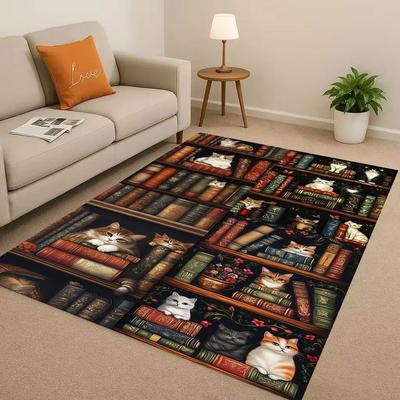Magisches Buch Bibliothek Bücherregal Wohnzimmer Rutschfester Bereichsteppich Weicher Teppich für Schlafzimmer Sofa Leicht zu Reinigen Heimfußmatte Spielmatte Matte
