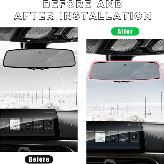 Car Rear View Mirror Protector Frame, Silicone Auto Rearview Edge Protection Cover Compatible with Model 3 Model Y, Interior Rear View Trim Frame