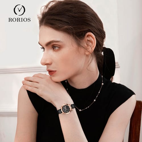 RORIOS Women's Watch, Simple Quartz Movement with Strap, Perfect for Commuting, School, and Christmas, Perfect As a Casual Gift. Black.