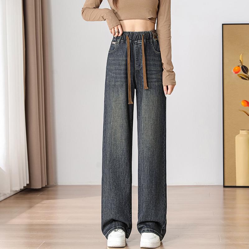 

Women s Stretchy Straight-Leg Pants with Leather Patch - Slim Fit, Elastic Waist, Autumn Collection. S (Recommended for 80-90 jin)