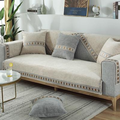 European Style Chenille Sofa Cover Dustproof Belt Anti-skid Silicone Particle Furniture Protective Cover Easy-going Sofa Cushion