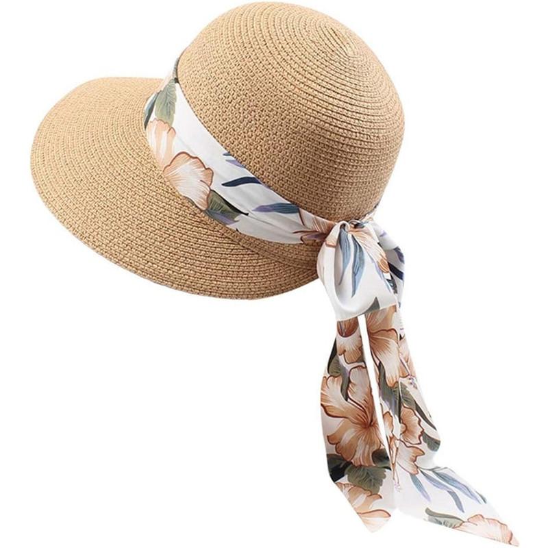 1Pc Women Sun Floppy Roll Up Wide Brim Beach Hat Foldable Summer Straw Hats