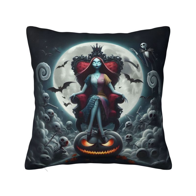 Custom Nightmare Before Christmas Pillow Case for Sofa Jack and Sally Luxury Cushion Cover Square Pillowcase