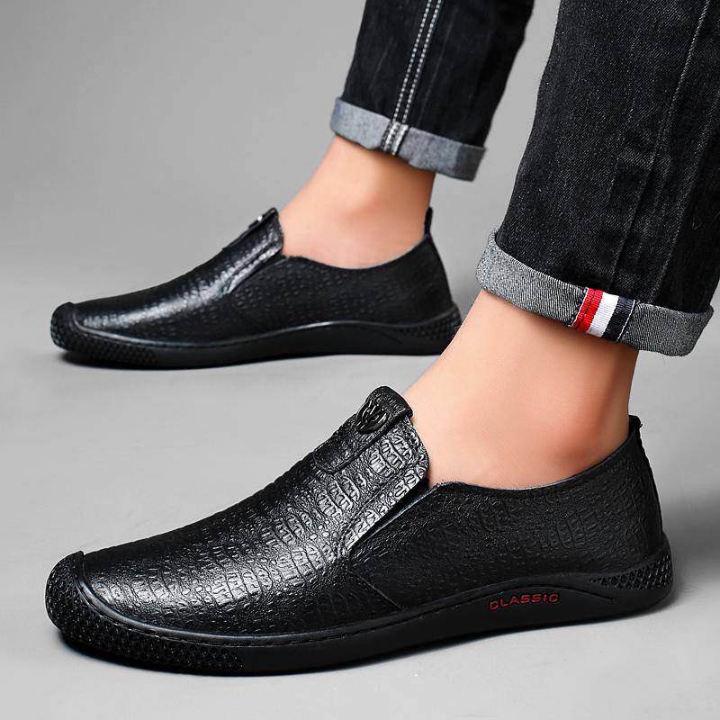 Echtes Leder Herren Slipper Neu Bequeme Herren Fahr-Flats Luxusmarke Herren Freizeitschuhe Krokodilmuster Herren Mokassins