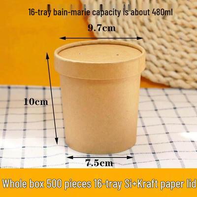 16oz Disposable Kraft Paper Soup Bowl with Lid