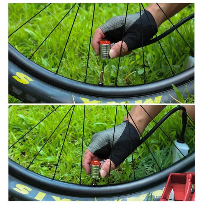 [711L] French Air Chuck - Precision Gauge Inflator Attachment for French Valve Bicycle Tires (Screw Type, Red) Full Size