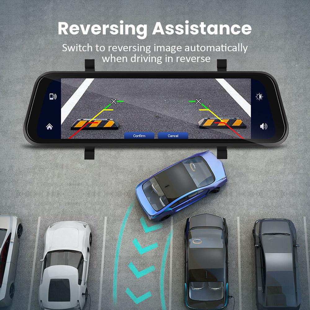 4K Dual-Lens Car Dvr 10Inch Mirror Dash Cam for Cars Wireless Carplay Android Auto Front and Rear Camera Black Box Car Assecorie