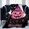 1PC Custom Name Halloween Pumpkin Boo Night outdooor Flannel blankets Throw Blanket All-Season Throw Gift Bedspread for Couch, Bed, Camping Holiday Bi