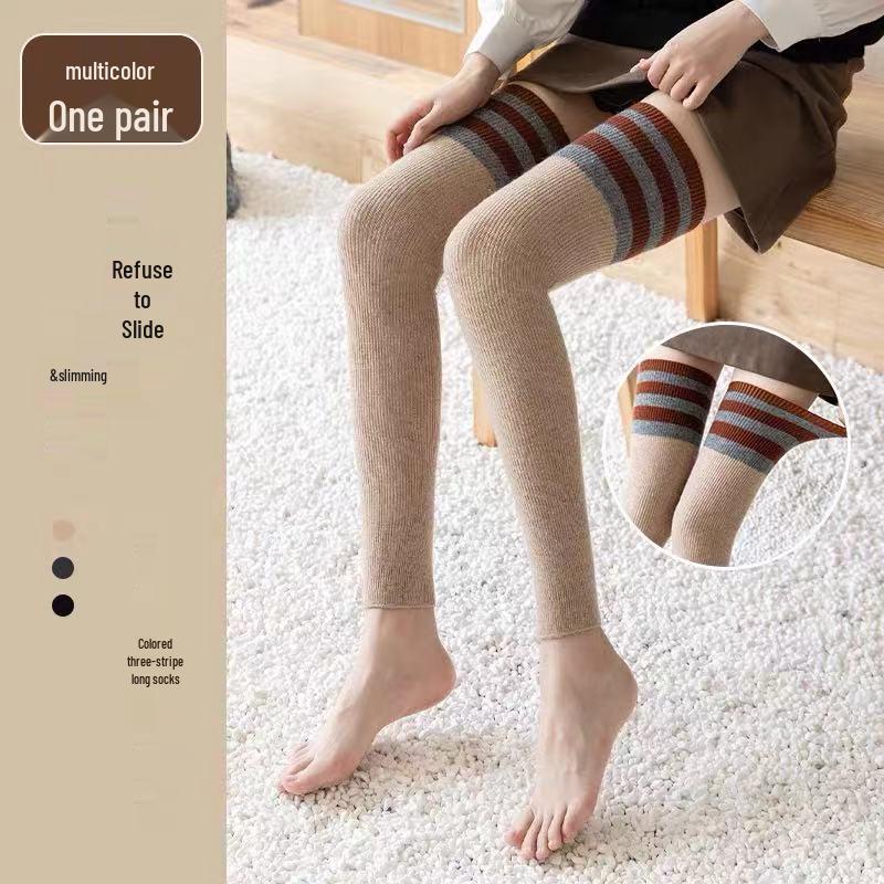 Chaussettes chaudes en laine pour femmes japonaises, longueur genou, pour l'automne et l'hiver