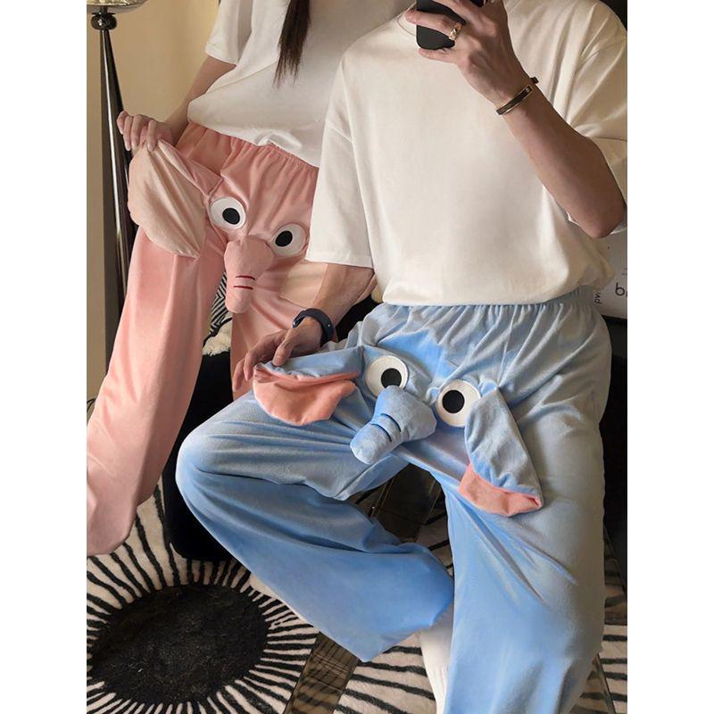 

Spring & Autumn Women s Cute Elephant Pajama Pants: Long, Funny Homewear with 3D Little Dumbo Design L (for 95-115 kg)
