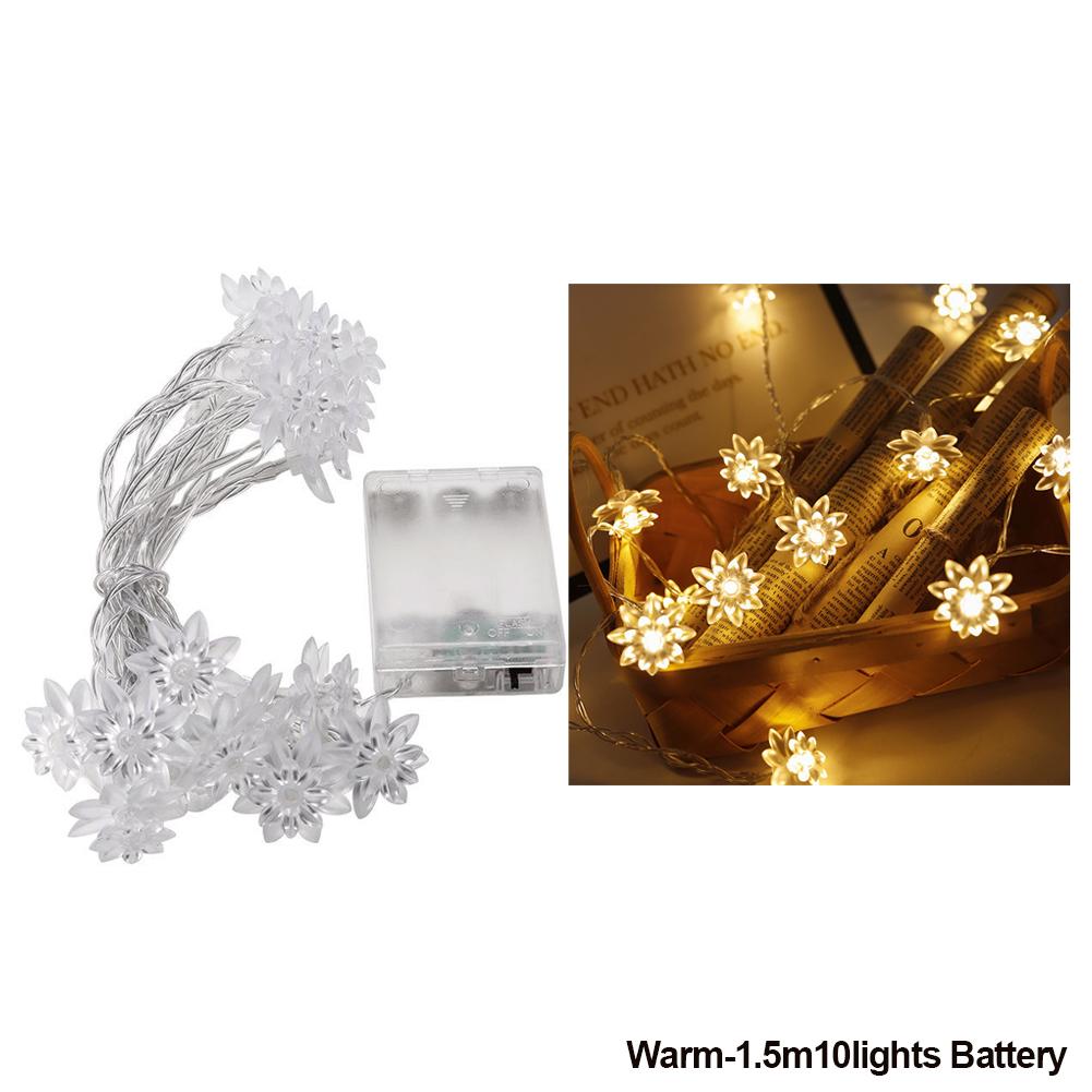 1.5m/3m Lotus Flower LED Light String Wedding Fairy Lights Garland for Christmas Holiday Party Garden Decoration Lights