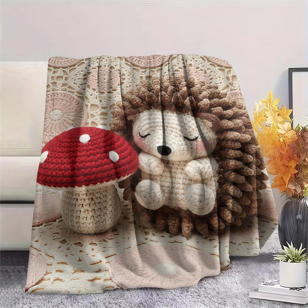 Knitted sloth hedgehog dog Print Flannel Blanket,High quality Comfortable for All Seasons,Home Decor,Warmth and Comfort,Perfect for Christmas Gifts