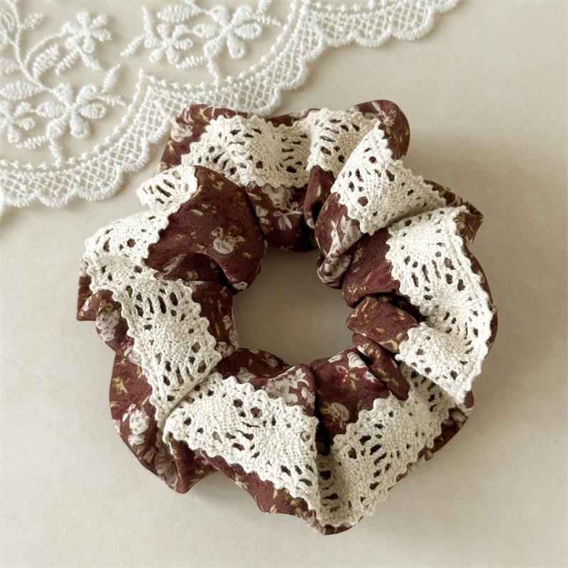 New Fringed Bag with Triangular Scarf, Floral Lace, Soft and Cozy Fabric Headscarf Hairpin Headpiece