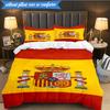 3PCS Spanish National Emblem Printed Soft Bedding Set,Including 1pc Duvet Cover And 2pcs Pillowcases Perfect for Bedroom, Dormitory, Fan Gift