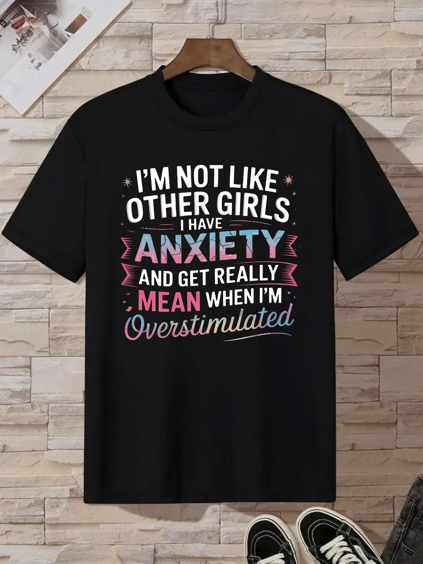 

Men S Casual Crew Neck T-Shirt with Anxiety And Overstimulation Theme Print. Trendy And Personalized Daily Wear Top. Men S T-Shirt S